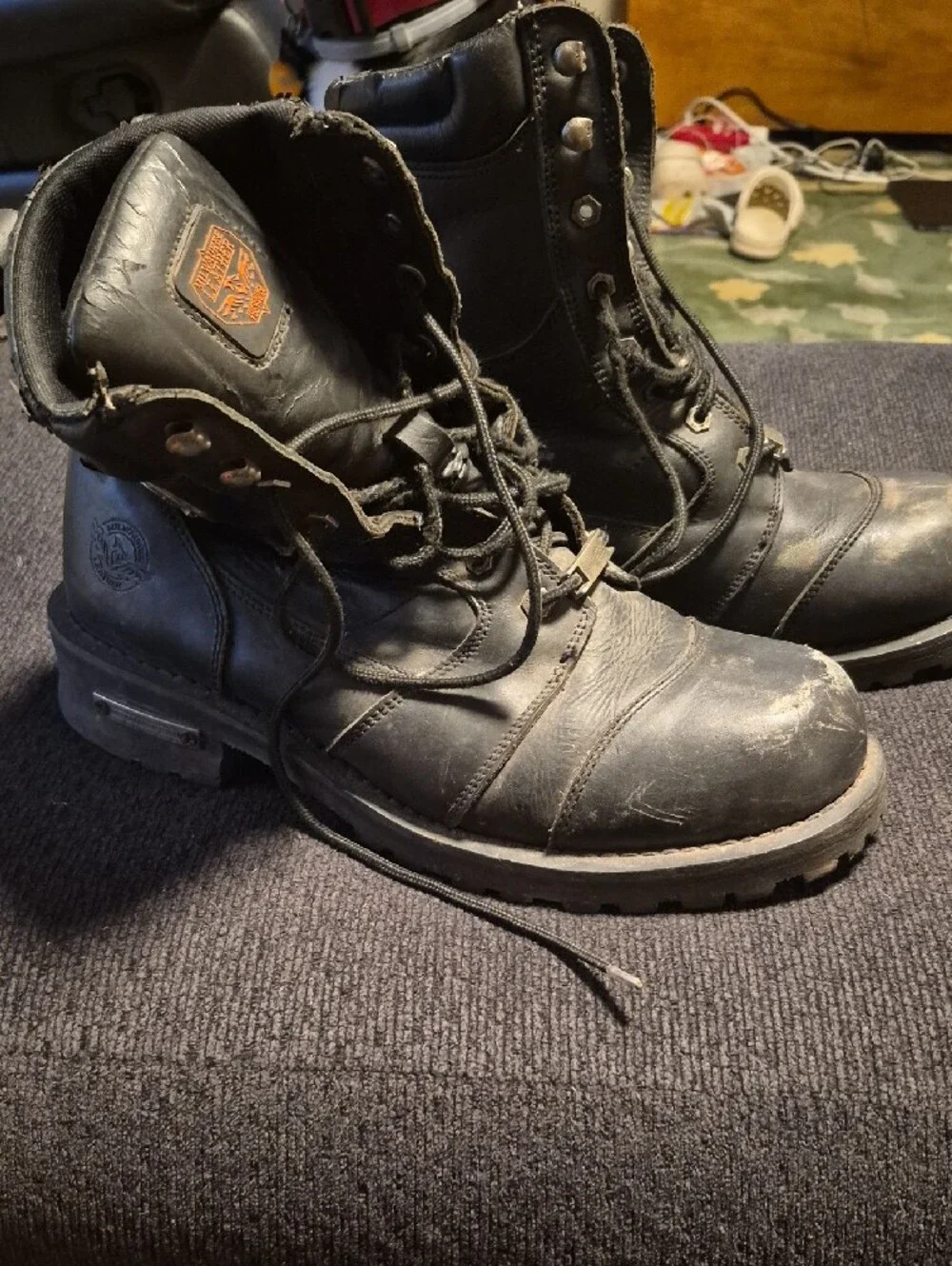Harley-Davidson Men's Black Leather Lace-Up Work Boots